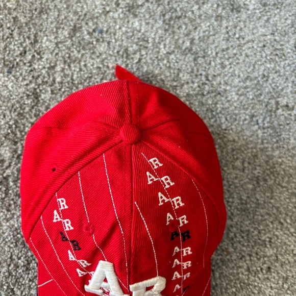 Vintage AR hat mens red white Arkansas embroidered adjustable strap cap 90s - Picture 8 of 8